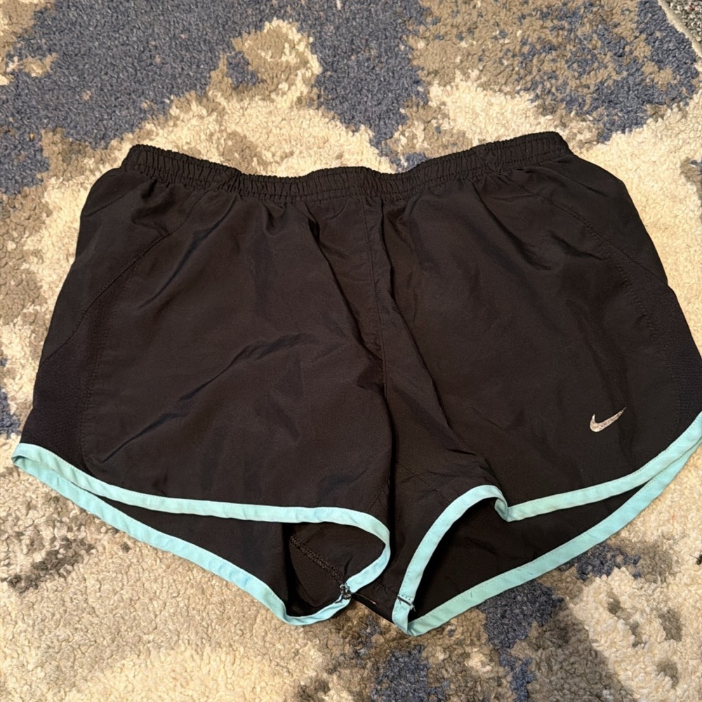 Nike Black Athletic Shorts with Light Blue Trim